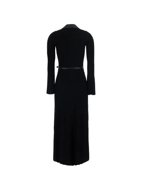 SIMKHAI Belted ribbed-knit Midi Dress | Black