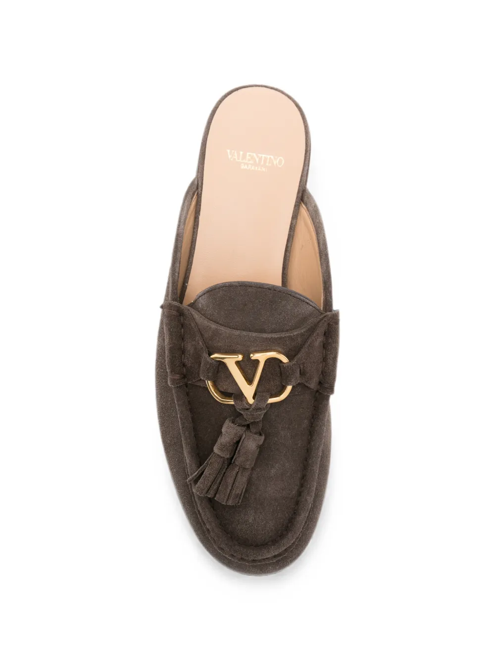 Valentino Garavani VLogo Signature tassel-detail flat mules Bruin