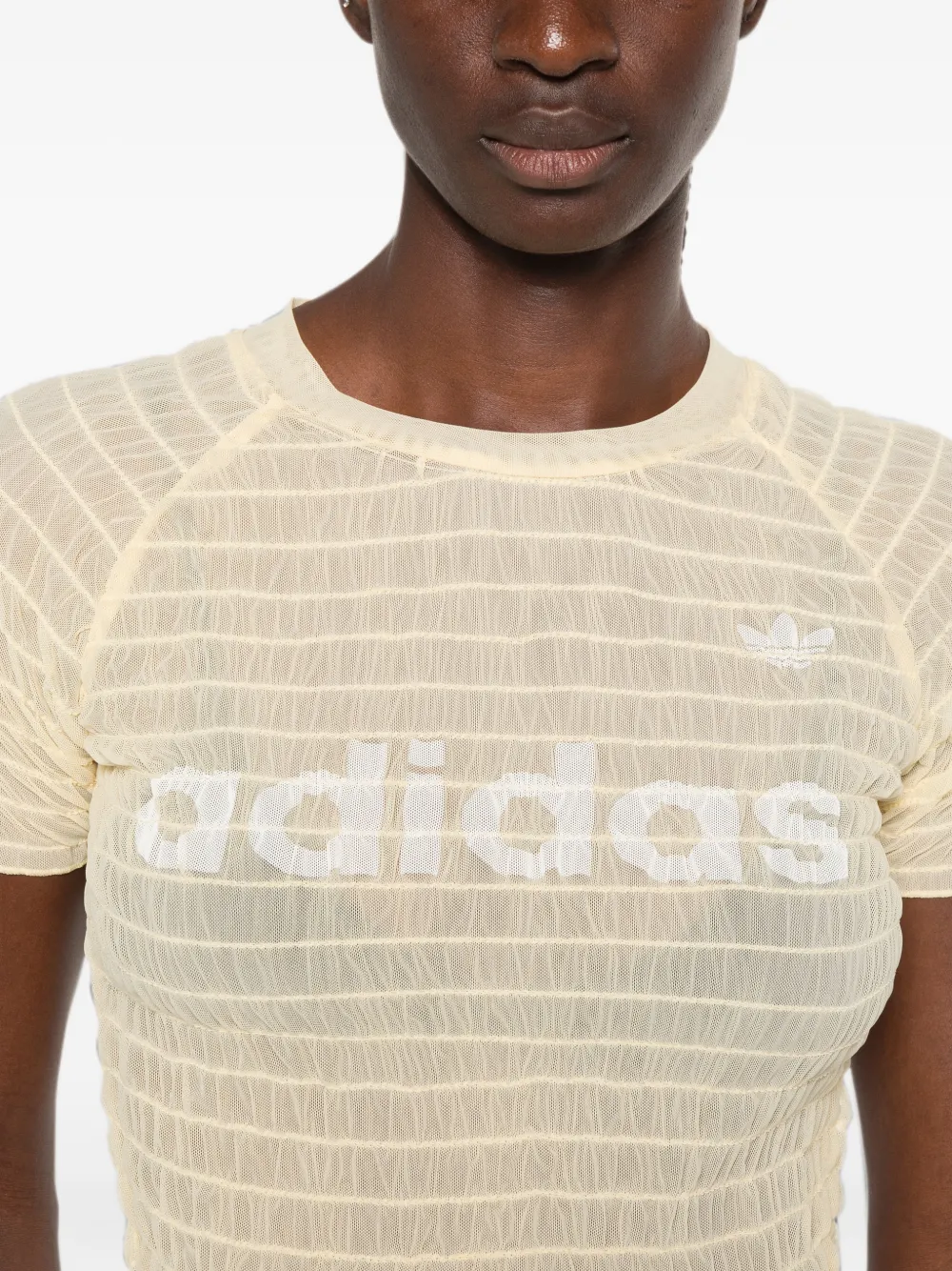 adidas logo-print ruched T-shirt Geel
