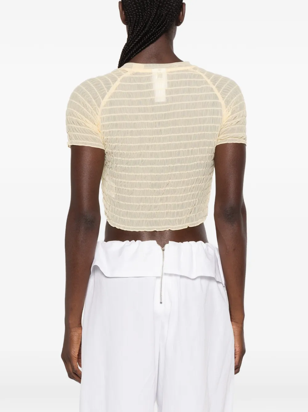 adidas logo-print ruched T-shirt Geel