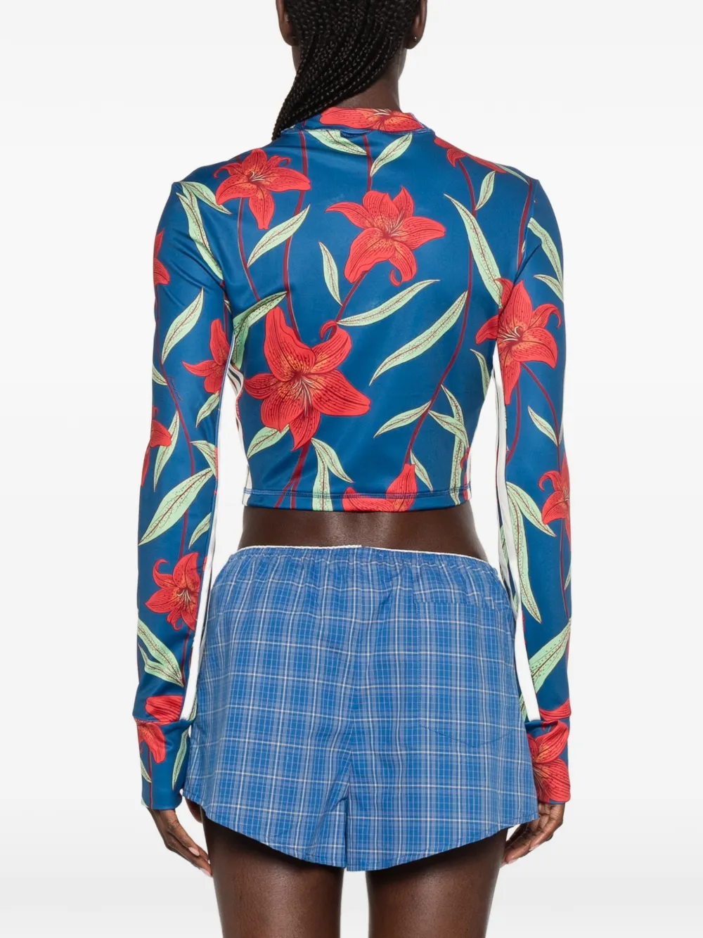 adidas X Farm Rio floral-print cropped T-shirt Blauw