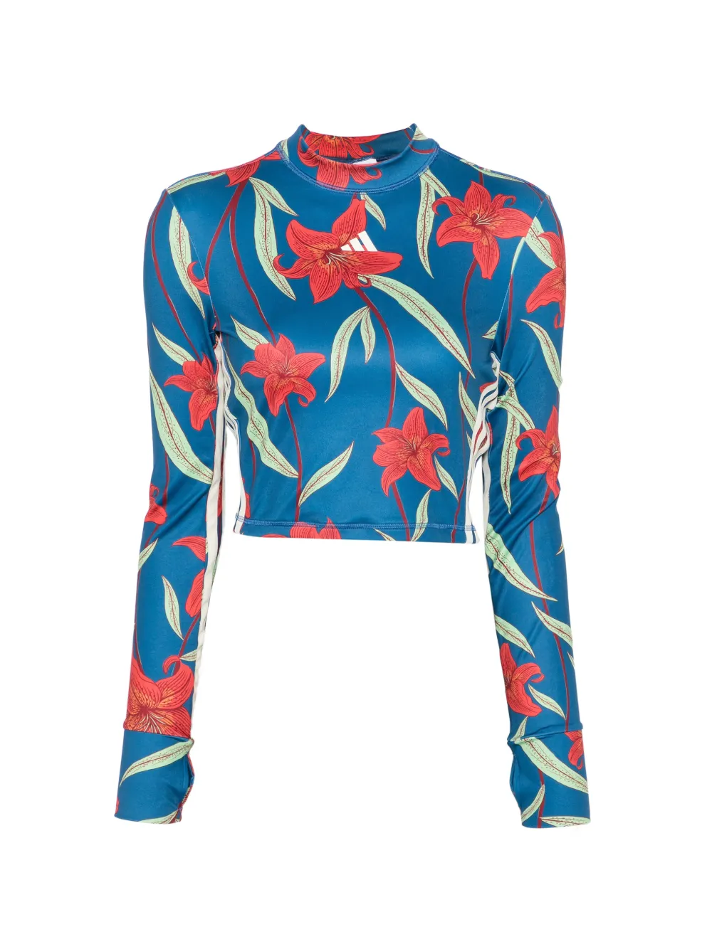 adidas X Farm Rio floral-print cropped T-shirt - Blau