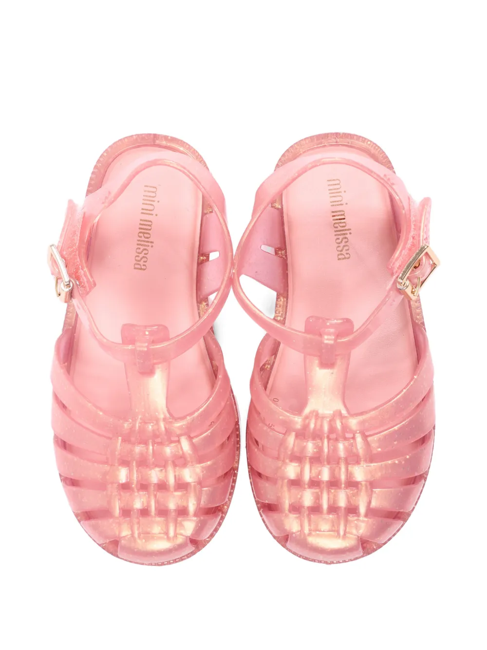 Mini Melissa Possession glitter-effect caged sandals Roze