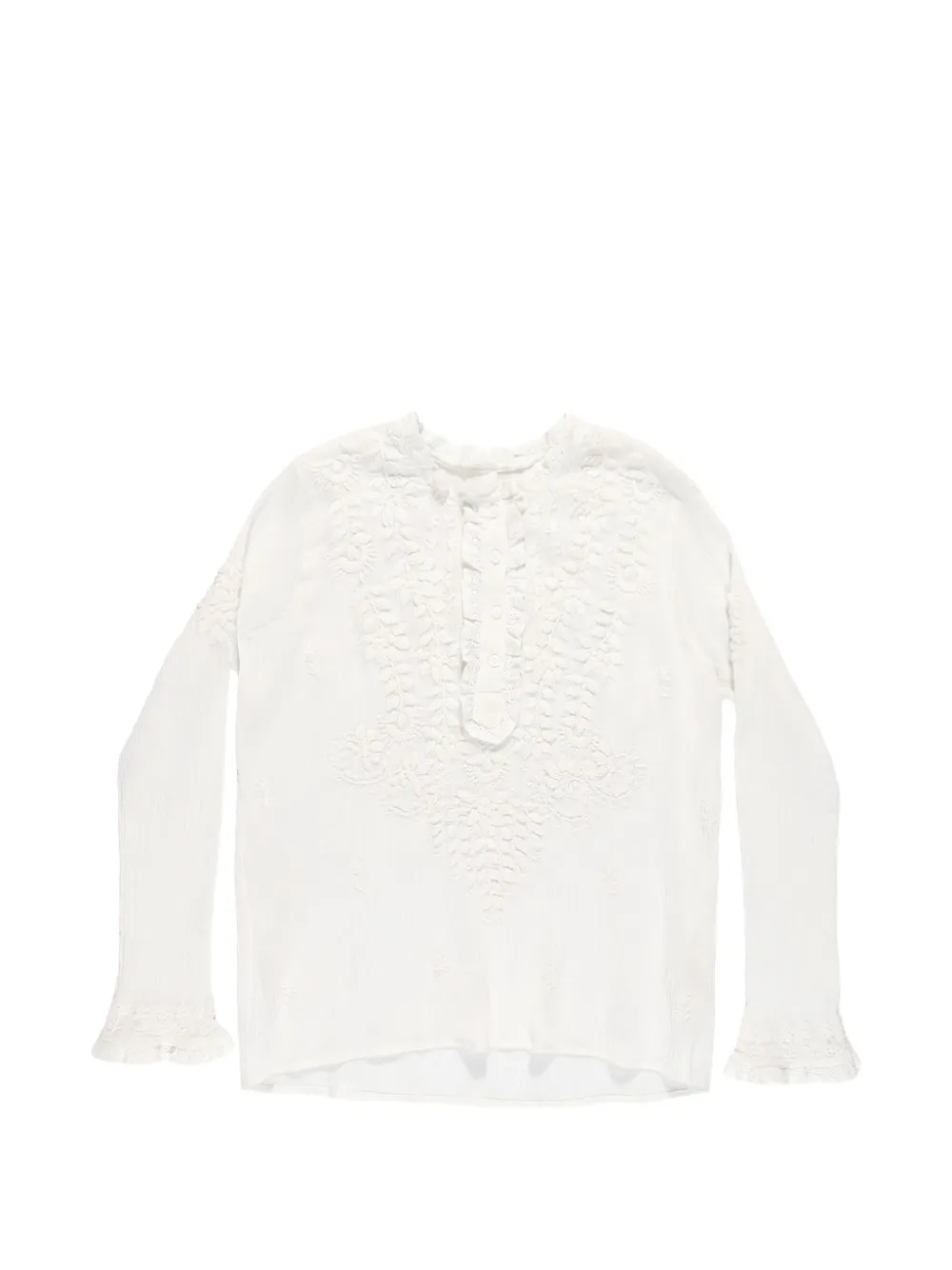 MAISON HOTEL Gabriela embroidered ruffled blouse - Weiß