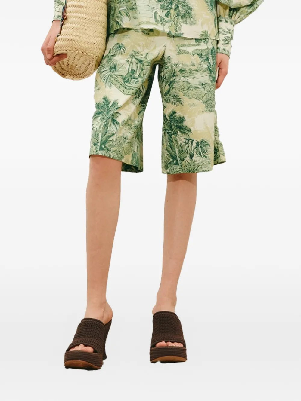 ALEMAIS Sara graphic-print shorts - Green
