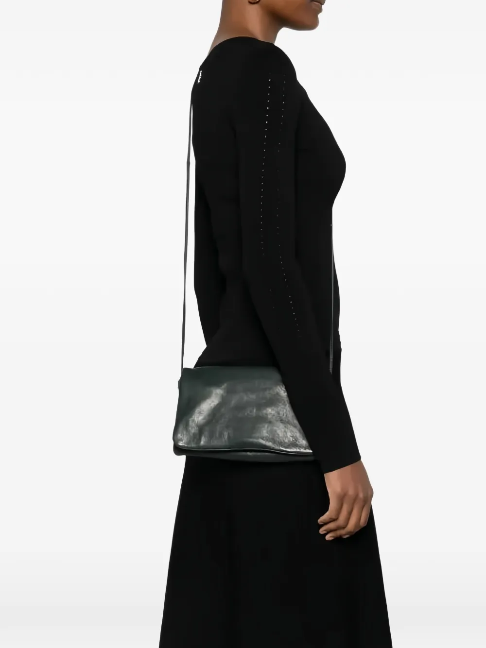 SOMMET Soffietta leather clutch bag - Verde