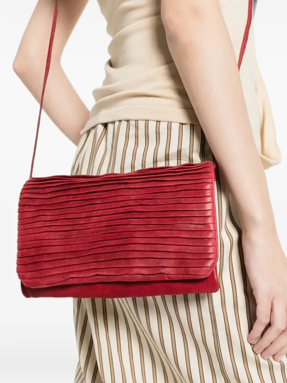 SOMMET Soffietta Rows pleated shoulder bag - Rosso