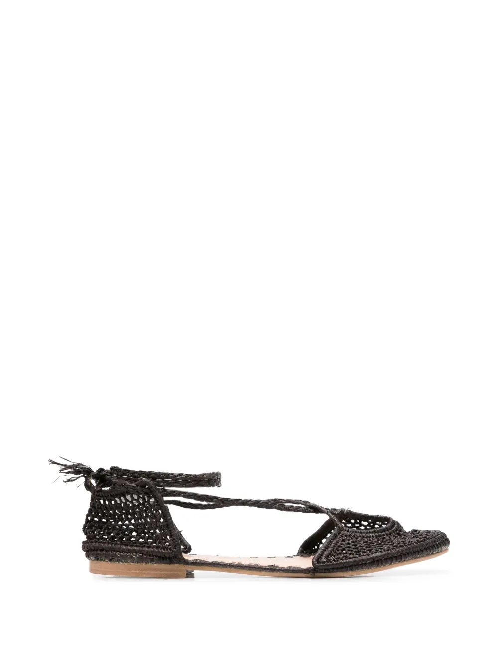 SLO_HAND_MADE woven lace-up ballet flats - Schwarz