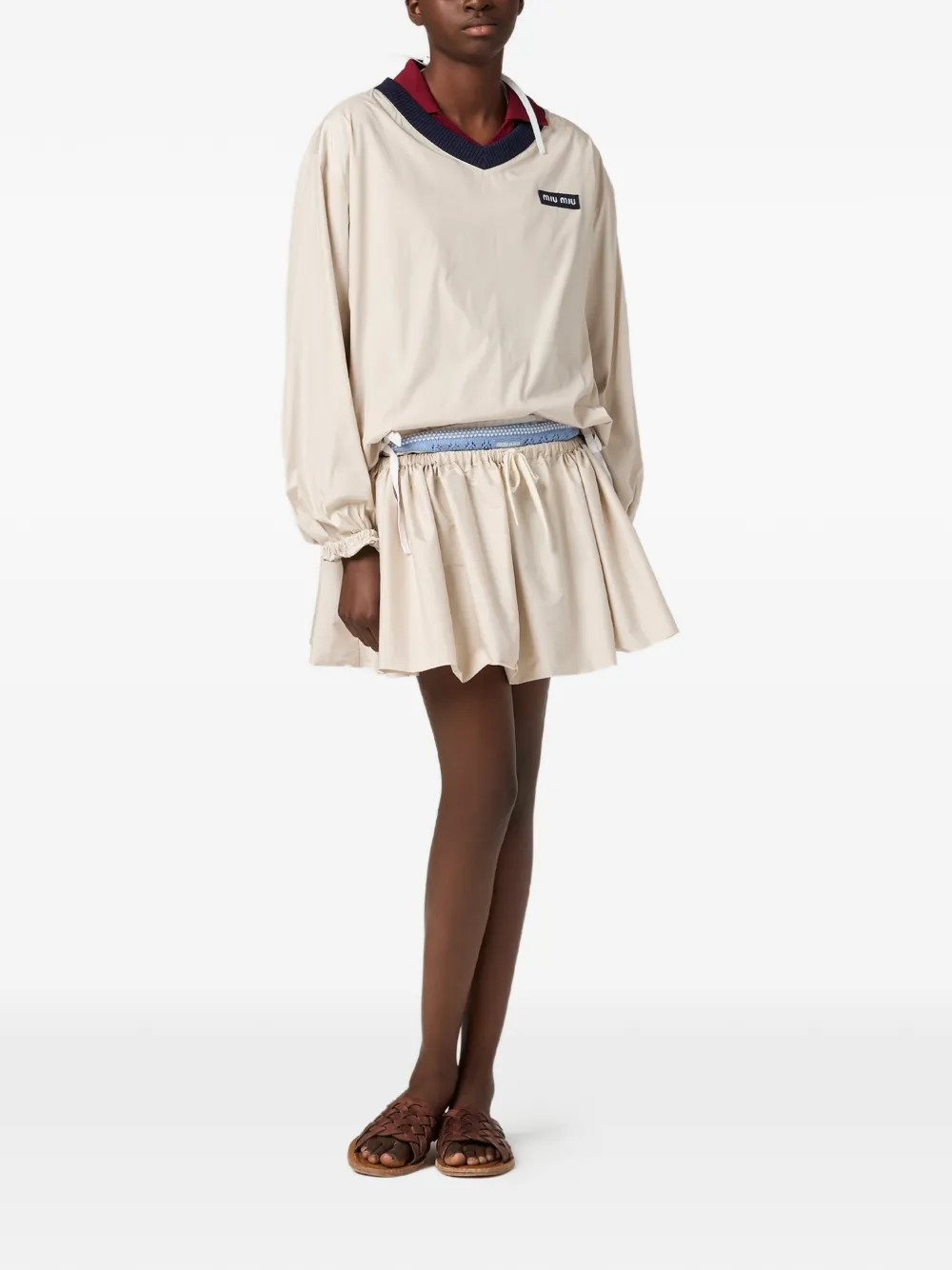 Miu Technisch pongé sweater Beige