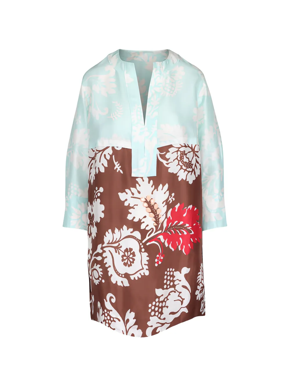 Oroton Cabana floral-print panelled mini dress - Brown