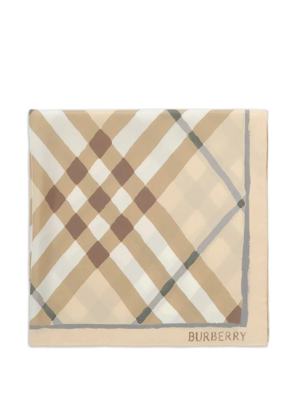 Burberry watercolour Check silk scarf - Neutrals