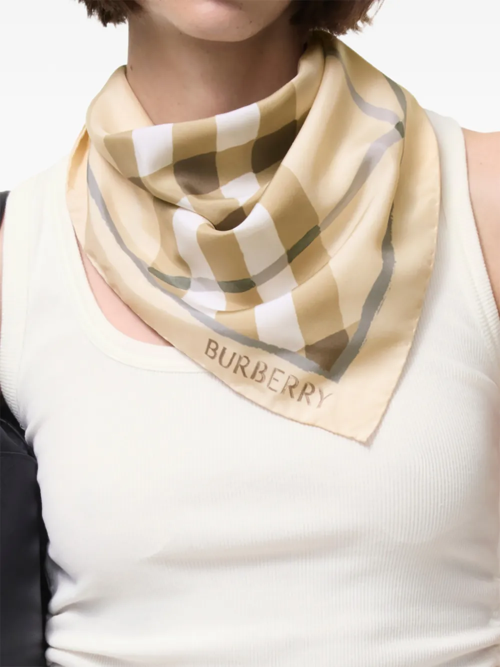 Burberry Geruite zijden sjaal Beige