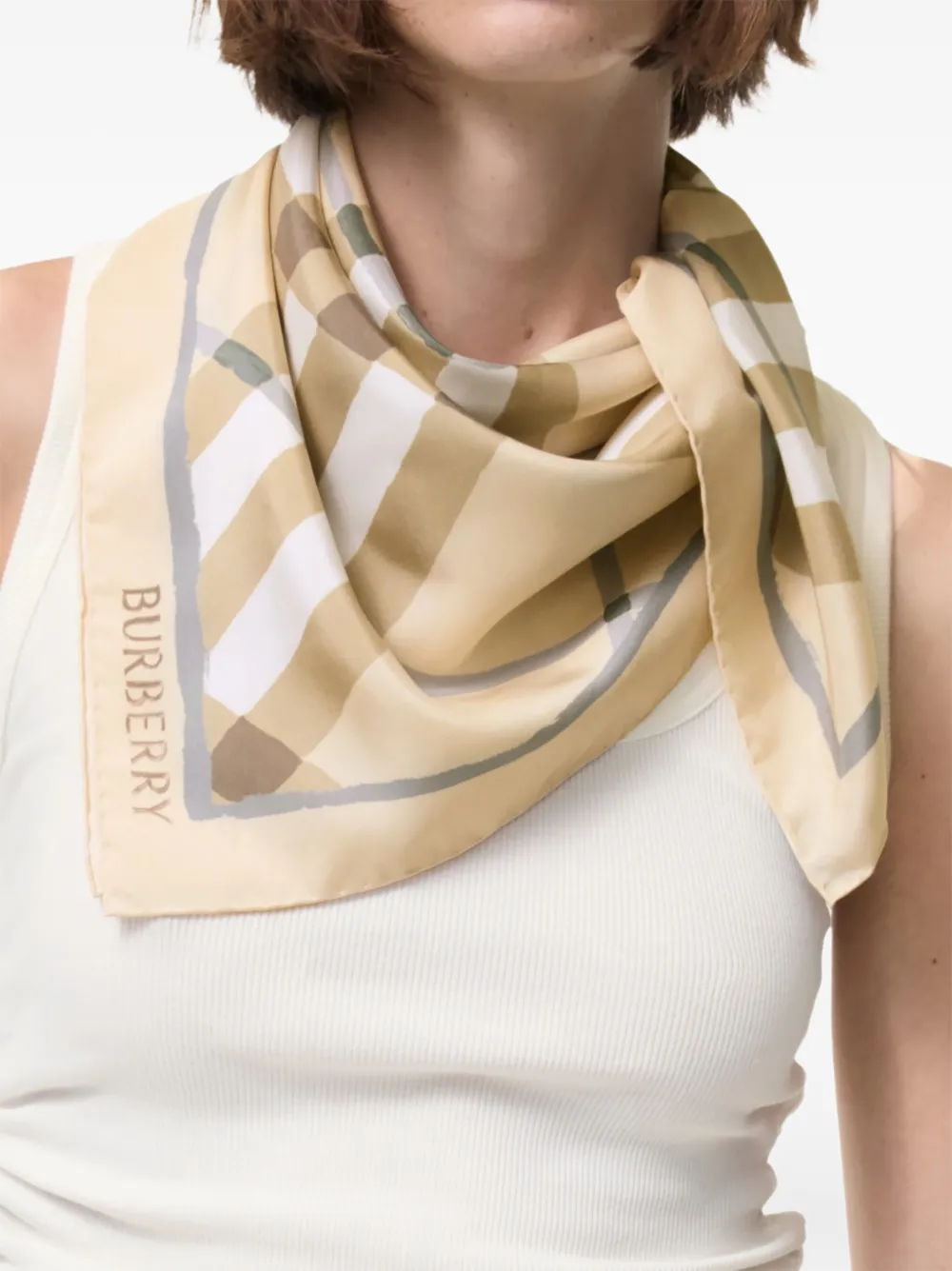 Burberry Geruite zijden sjaal Beige