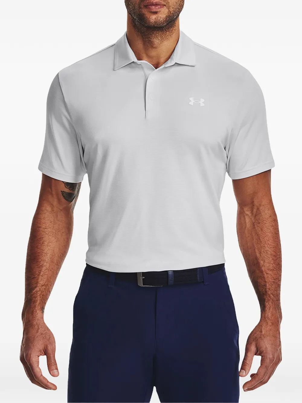 Under Armour Playoff 3.0 gestreept poloshirt Grijs