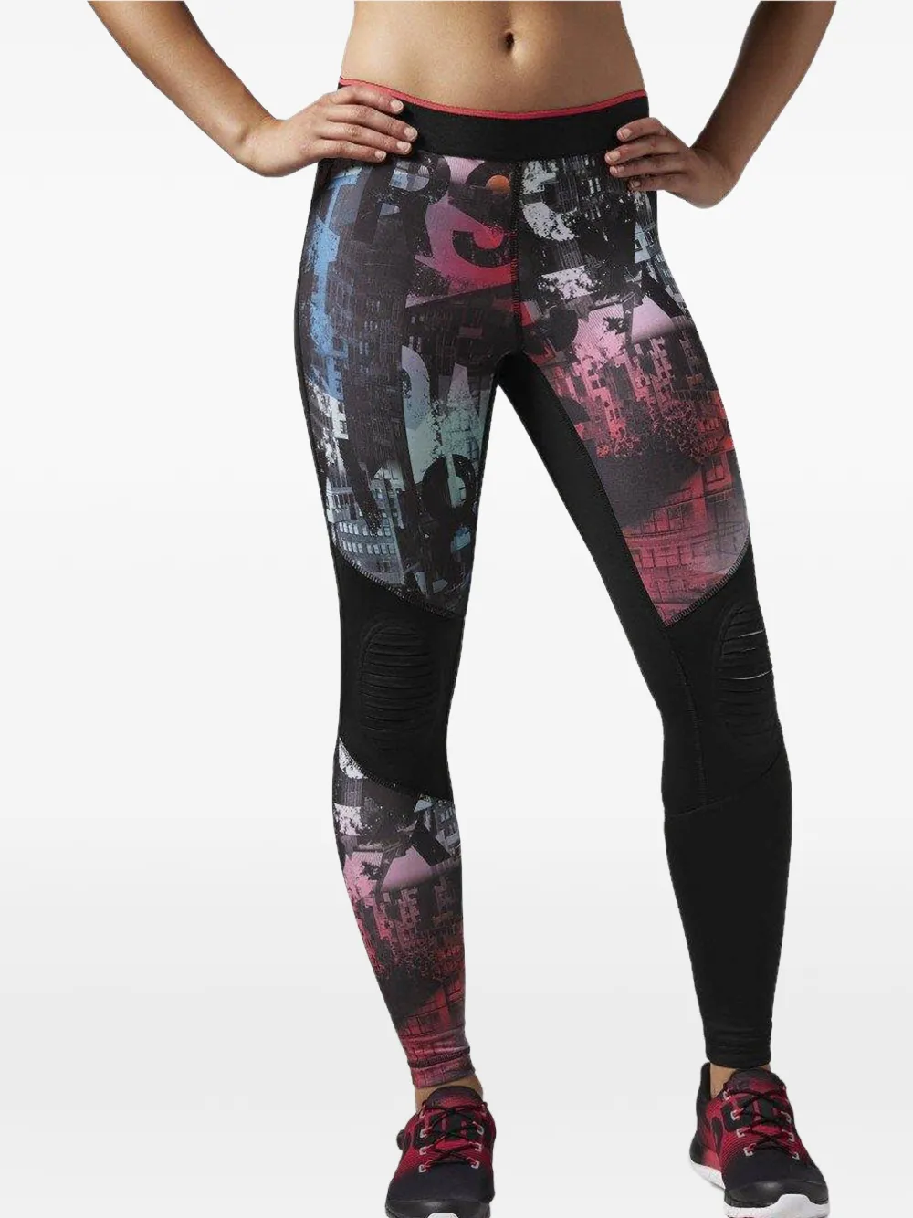 Reebok One Series Zone Leggings mit grafischem Print - Schwarz