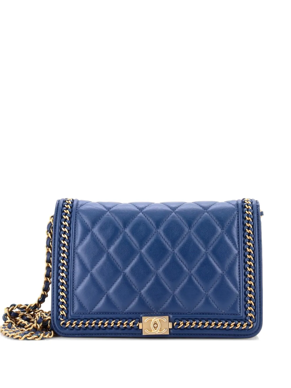 CHANEL Pre-Owned Chain Around Boy Wallet on Chain Quilted Lambskin shoulder bag - Blu