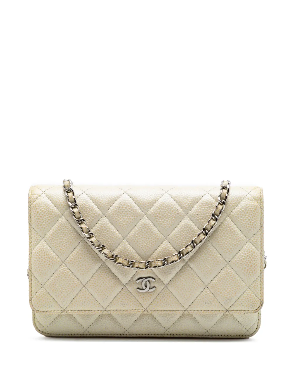 CHANEL Pre-Owned 2014-2015 CC Quilted Caviar Wallet on Chain crossbody bag - Giallo