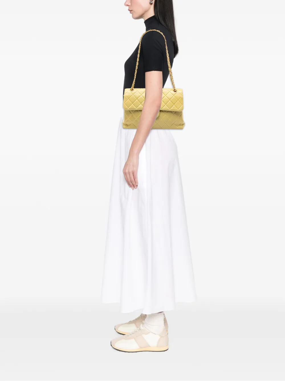  Chanel Pre-owned Bolso De Hombro Double Sided Flap Oversize De Piel De Borrego Acolchado 1994-1996 - Amarillo 