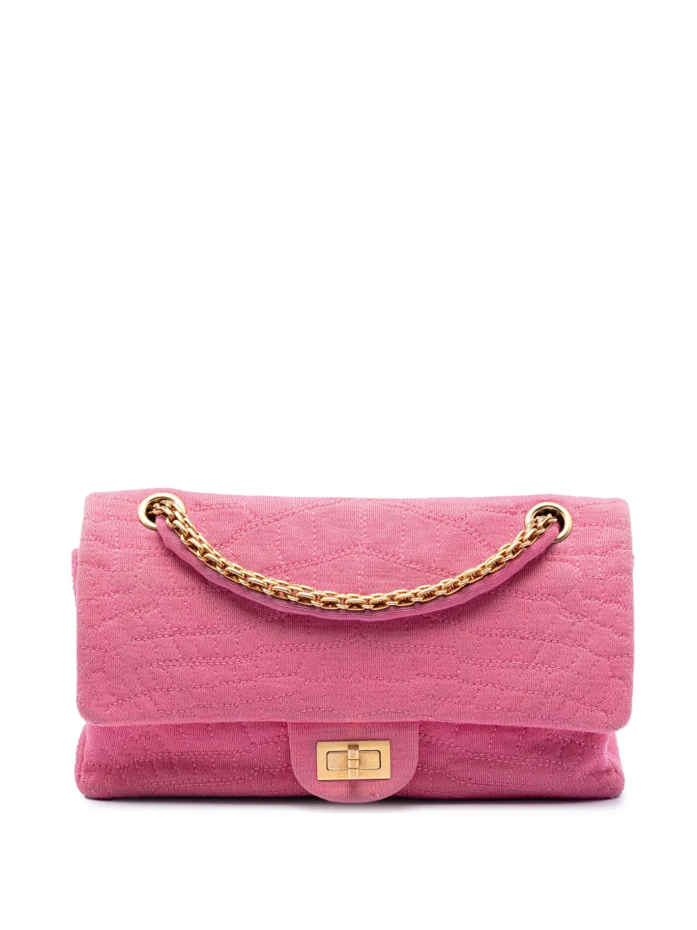 CHANEL Pre-Owned 2006-2008 Croc Quilted Jersey Reissue 2.55 Double Flap 225 shoulder bag - Rosa