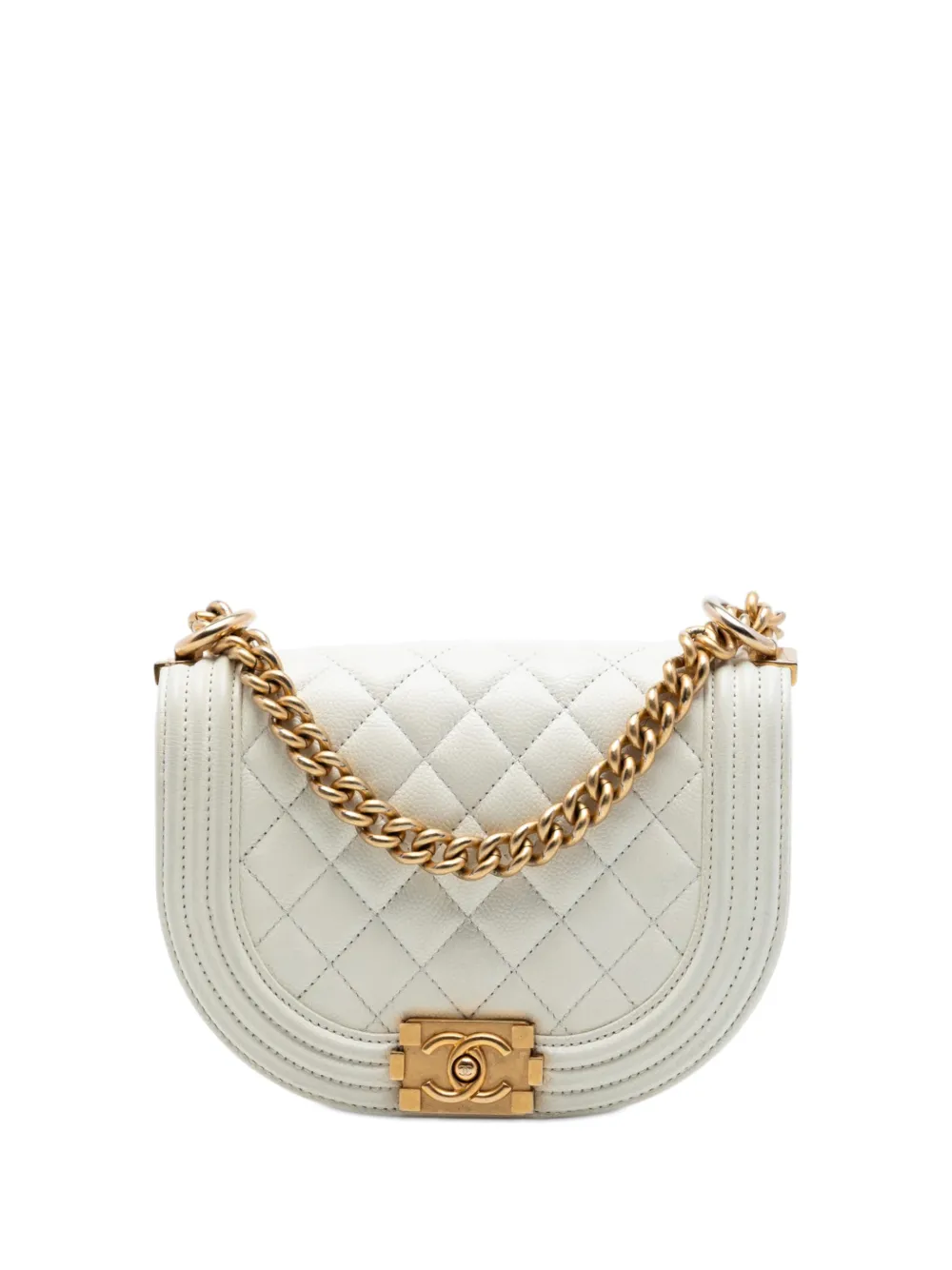 CHANEL Pre-Owned 2021-2026 Mini Quilted Caviar Boy Messenger Bag crossbody bag - Weiß