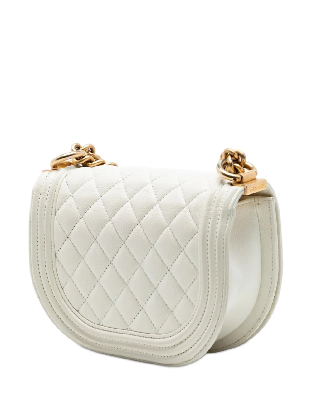  Chanel Pre-owned Mini Sac à Bandoulière Boy Messenger Bag En Cuir Caviar Matelassé (2021-2026) - Blanc 