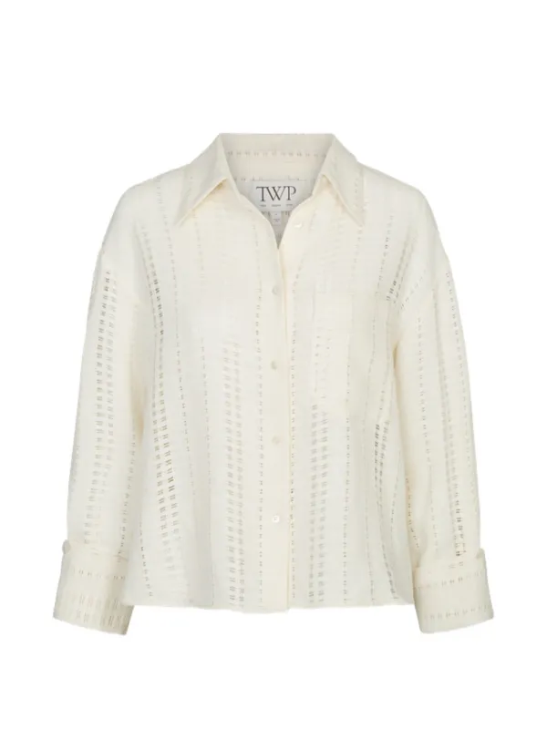 Twp JD Stripe-patterned Point-collar Shirt in Neutrals