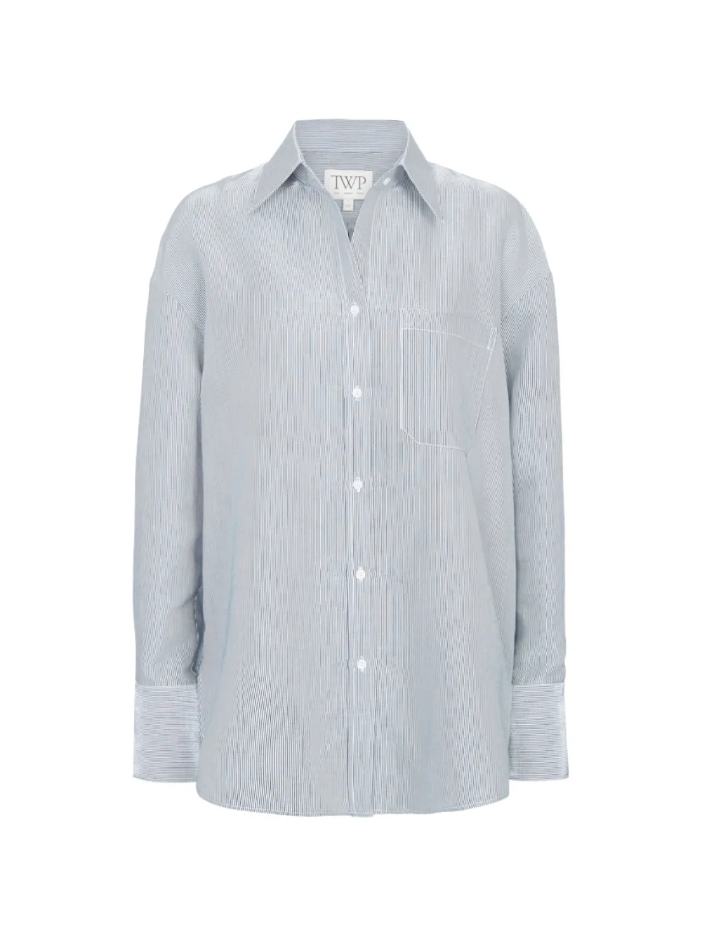 TWP pinstripe-pattern oversized shirt - Blu