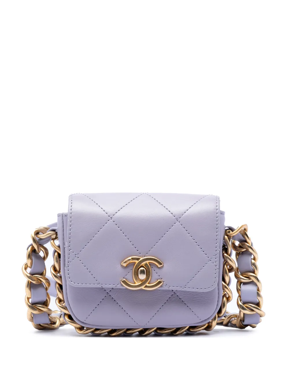 CHANEL Pre-Owned 2021-2026 Mini Quilted Calfskin Framing Chain Flap crossbody bag - Viola