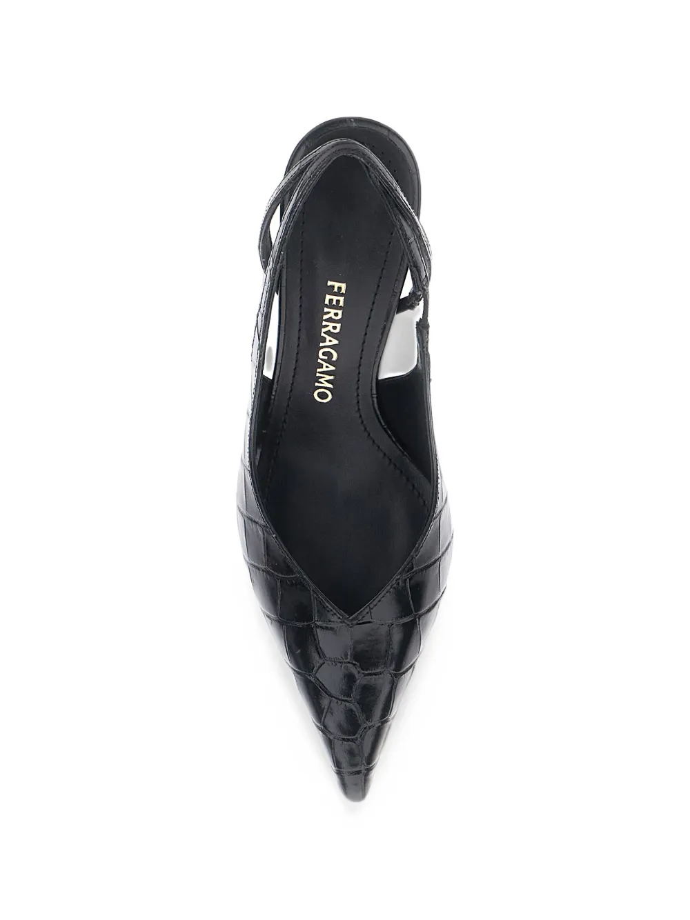 Ferragamo croc-effect slingback pumps Zwart