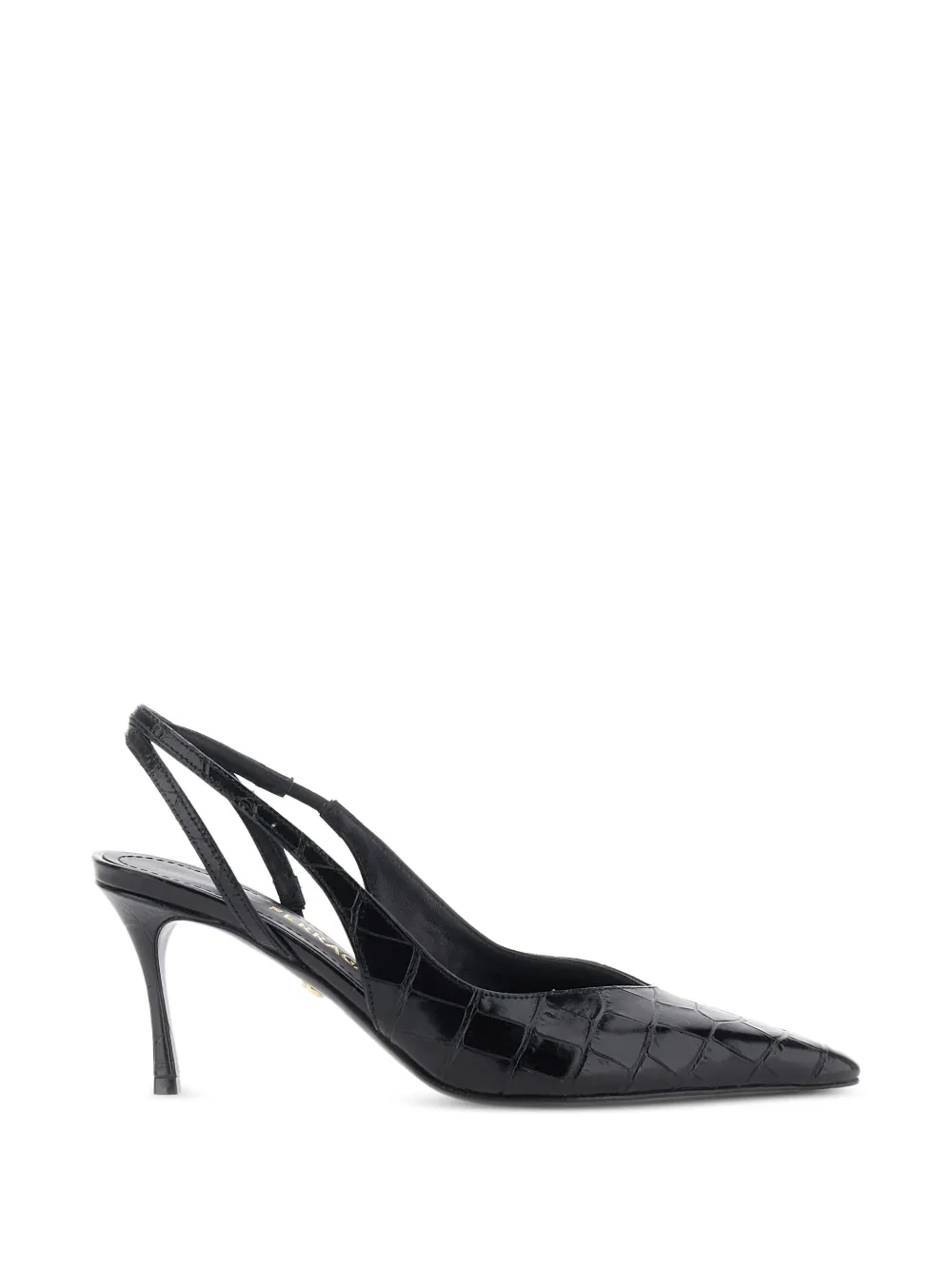 Ferragamo croc-effect slingback pumps - Nero