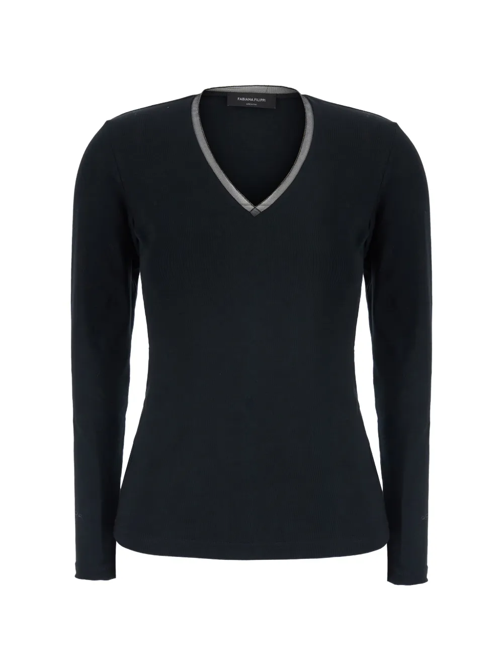 Fabiana Filippi bead-trim V-neck sweater - Schwarz