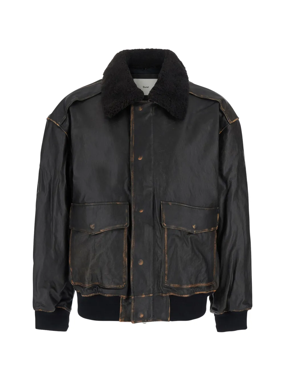 DUNST brushed-finish leather coat