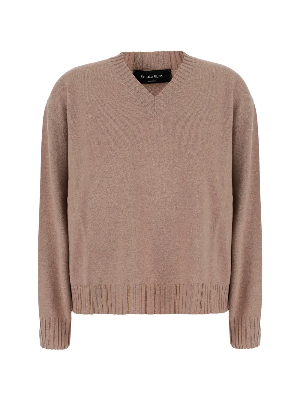 Fabiana Filippi bead-embellished V-neck sweater - Nude