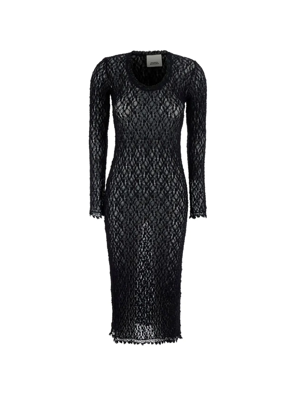 ISABEL MARANT lace-knit long-sleeve dress - Nero