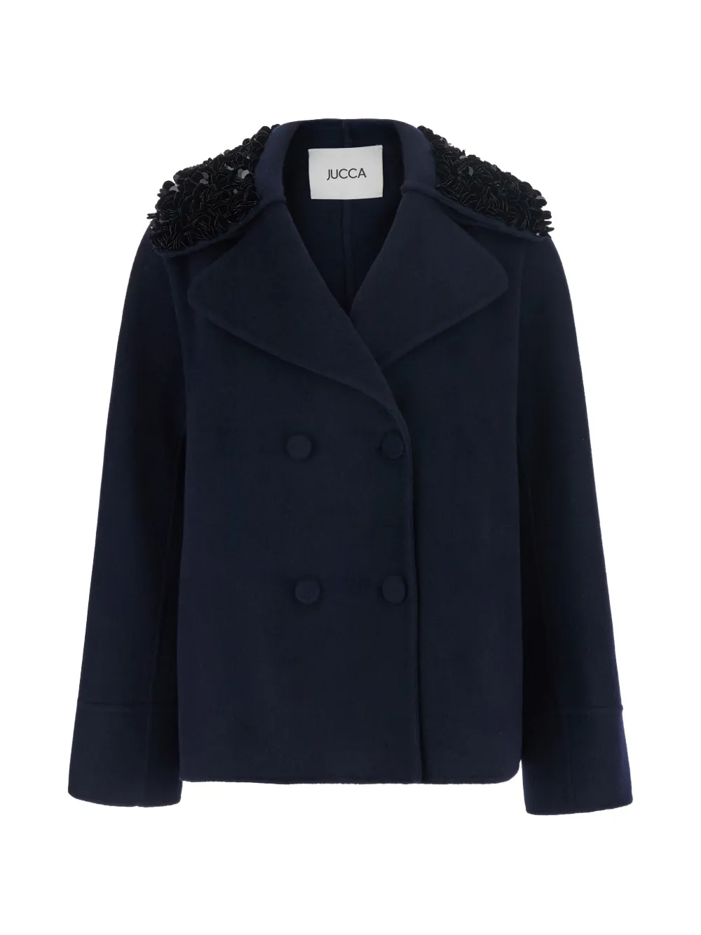 Jucca sequin-embellished double-breasted coat - Blue