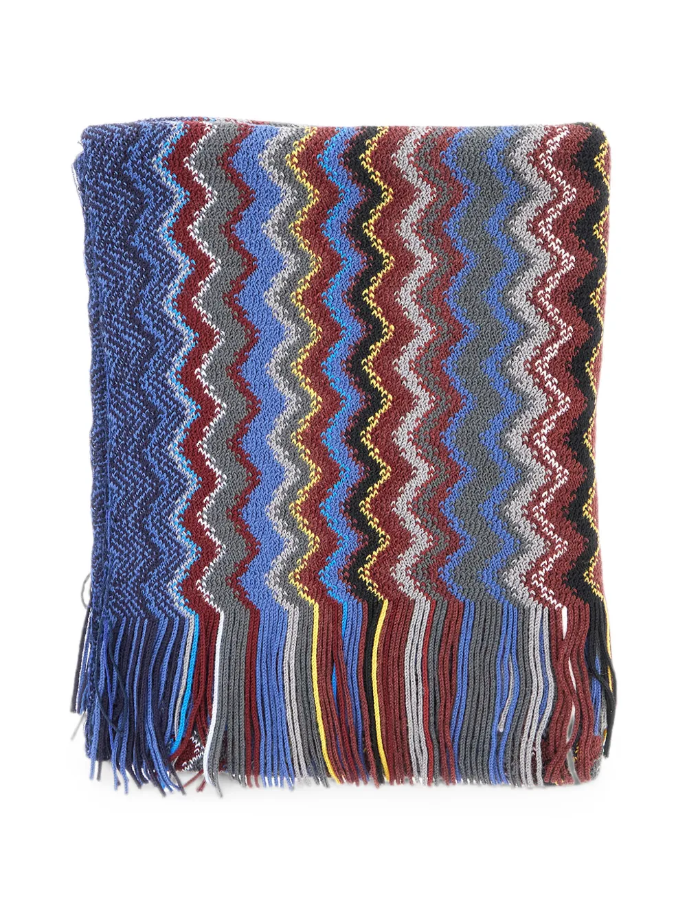 Missoni zigzag-knit fringed scarf - Blau
