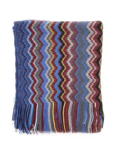 Missoni zigzag-knit fringed scarf