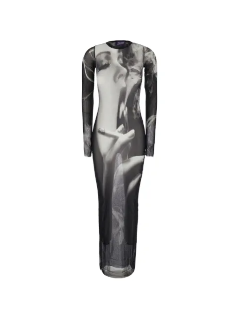 Jean Paul Gaultier graphic-print long-sleeve maxi dress