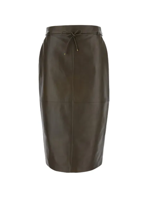Max Mara belted leather skirt