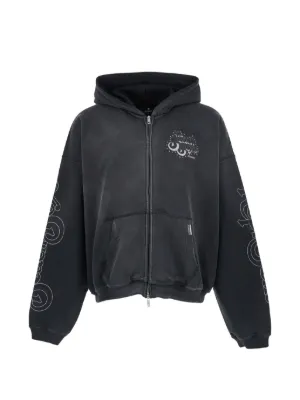 JUN/NAKAYAMA graphic-print zip-up Hoodie | Black | FARFETCH FI