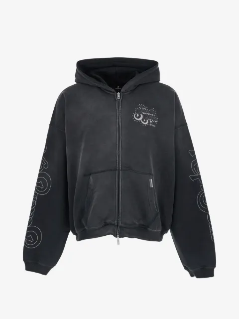Represent graphic-print studded hoodie