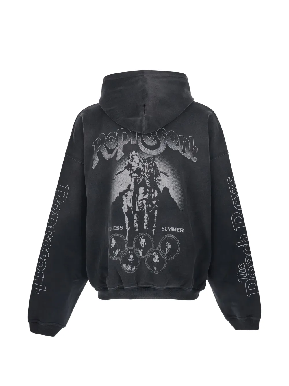 Represent Hoodie met studs en print Zwart