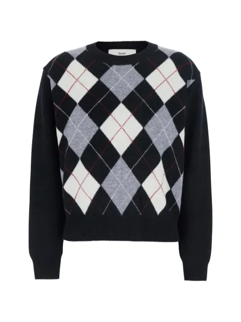DUNST Argyle crewneck wool sweater