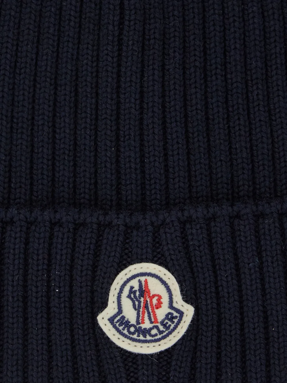 Moncler Enfant Ribgebreide muts met logopatch Blauw