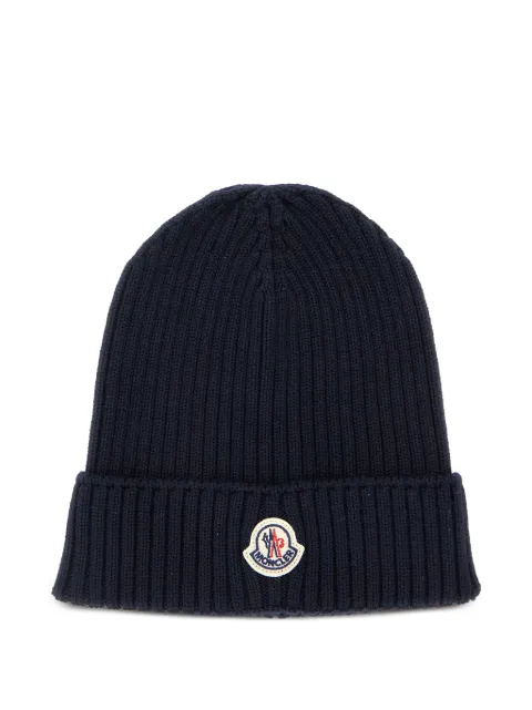 Moncler Enfant logo-patch ribbed-knit beanie hat