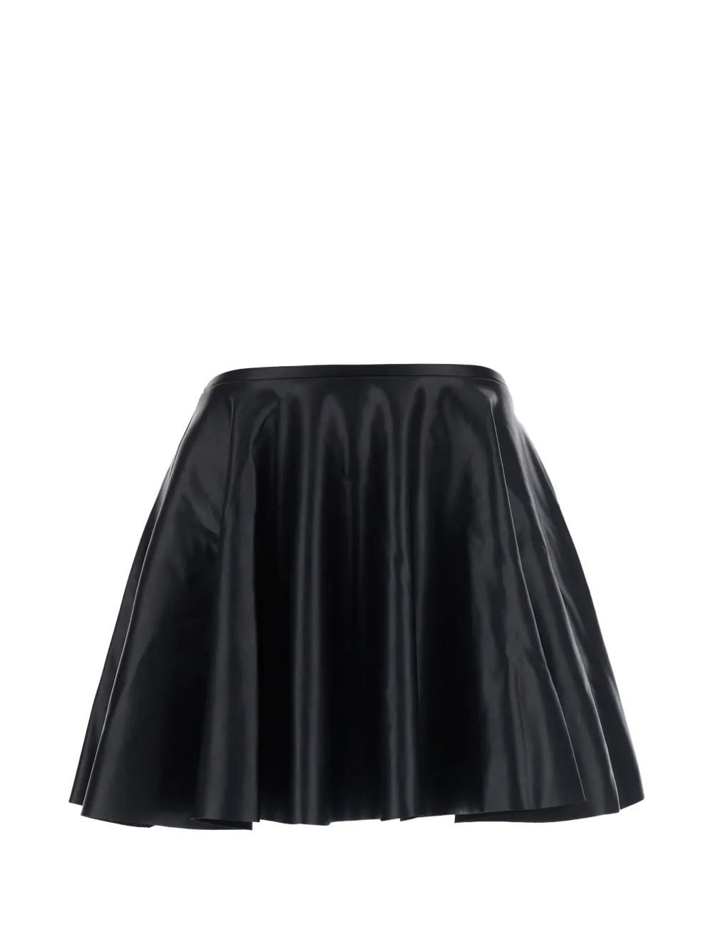 Norma Kamali flared leather mini skirt