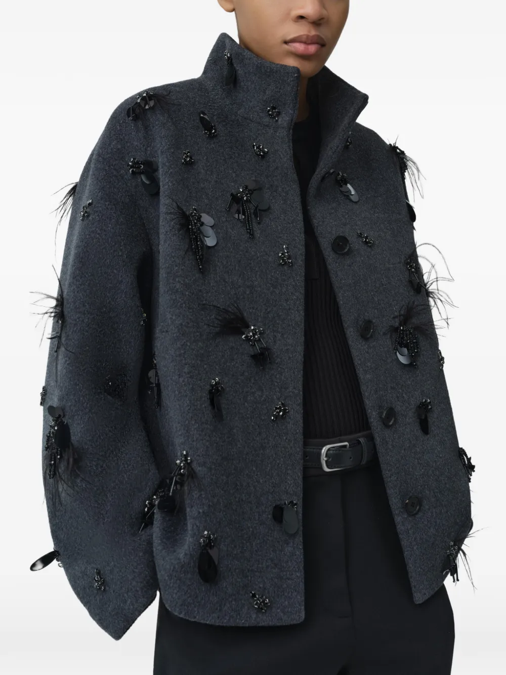 SIMKHAI Sequin-embellished Jacket in Grey, view 5