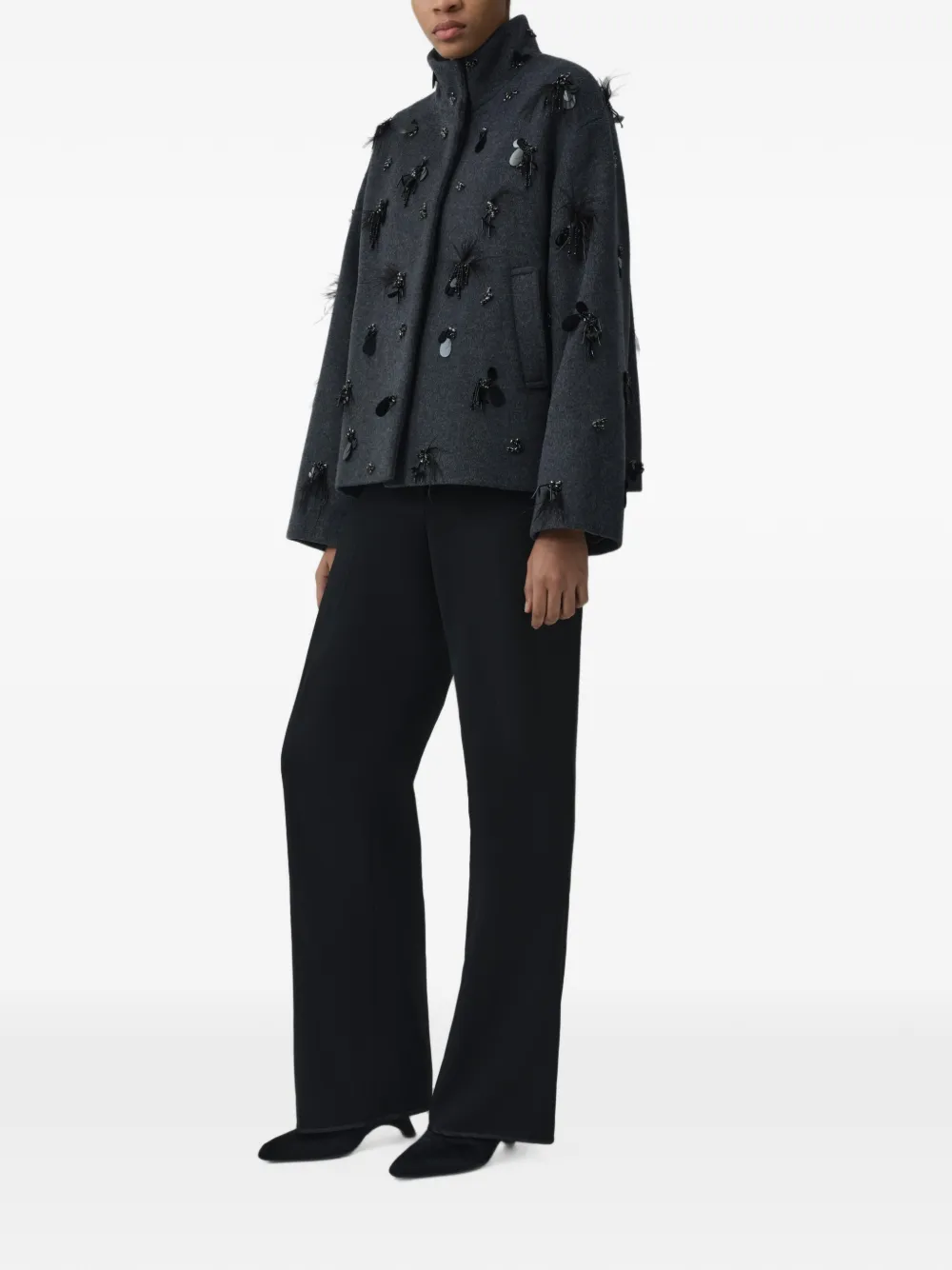 SIMKHAI Sequin-embellished Jacket in Grey, view 3