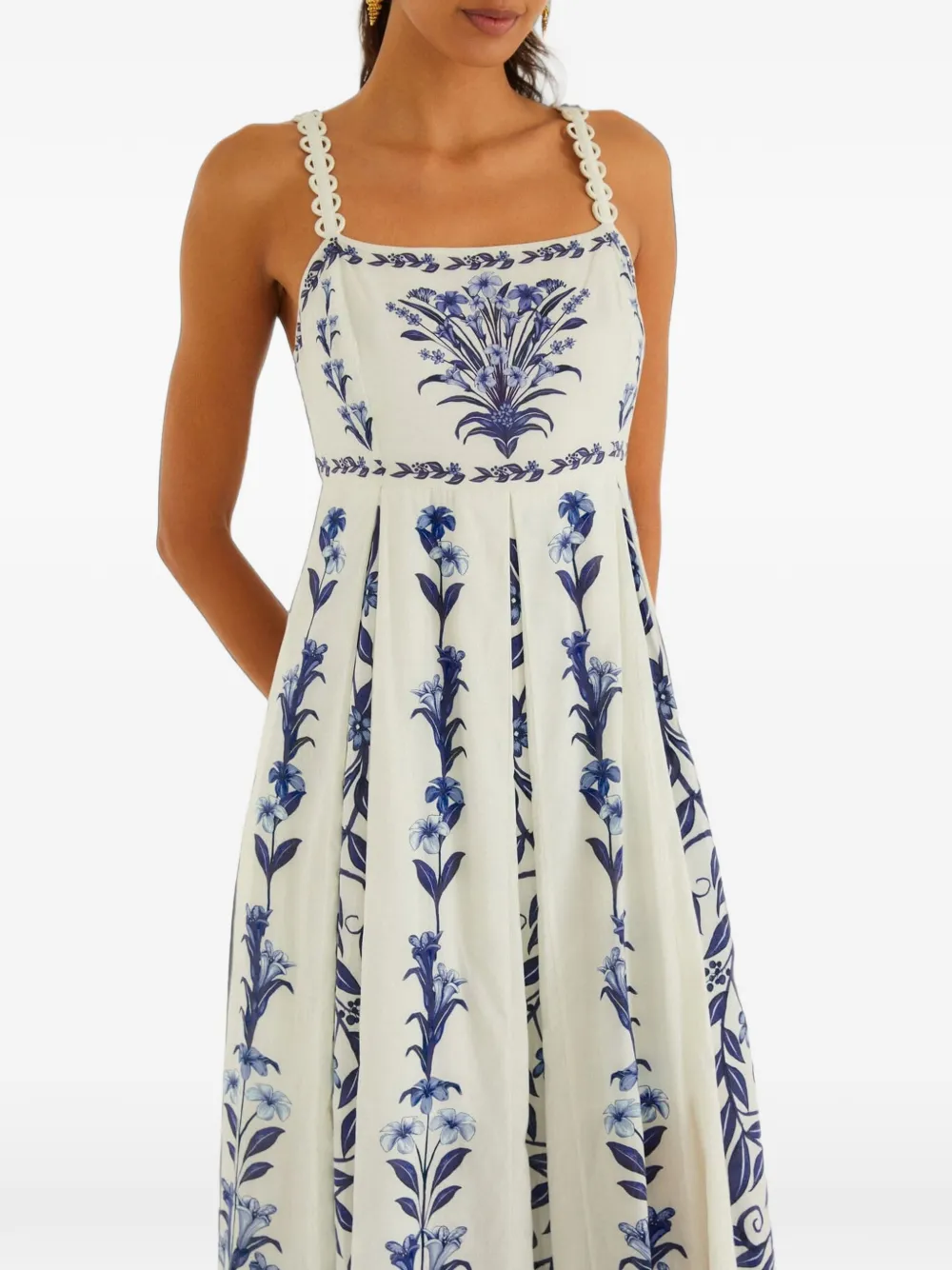 FARM Rio Flowers Arch geplooide maxi-jurk Wit