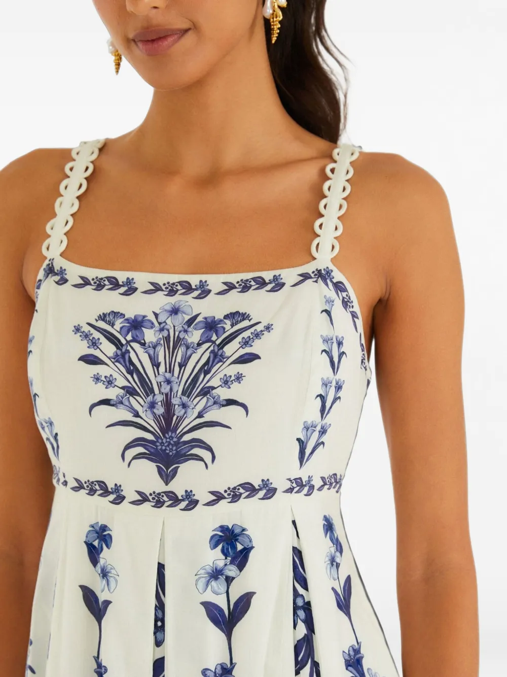 FARM Rio Flowers Arch geplooide maxi-jurk Wit